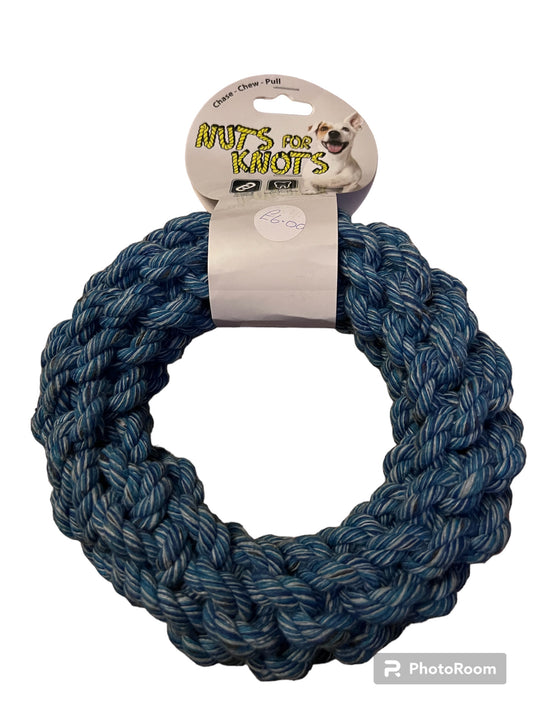 Nuts 4  knots Dog Toy ring blue