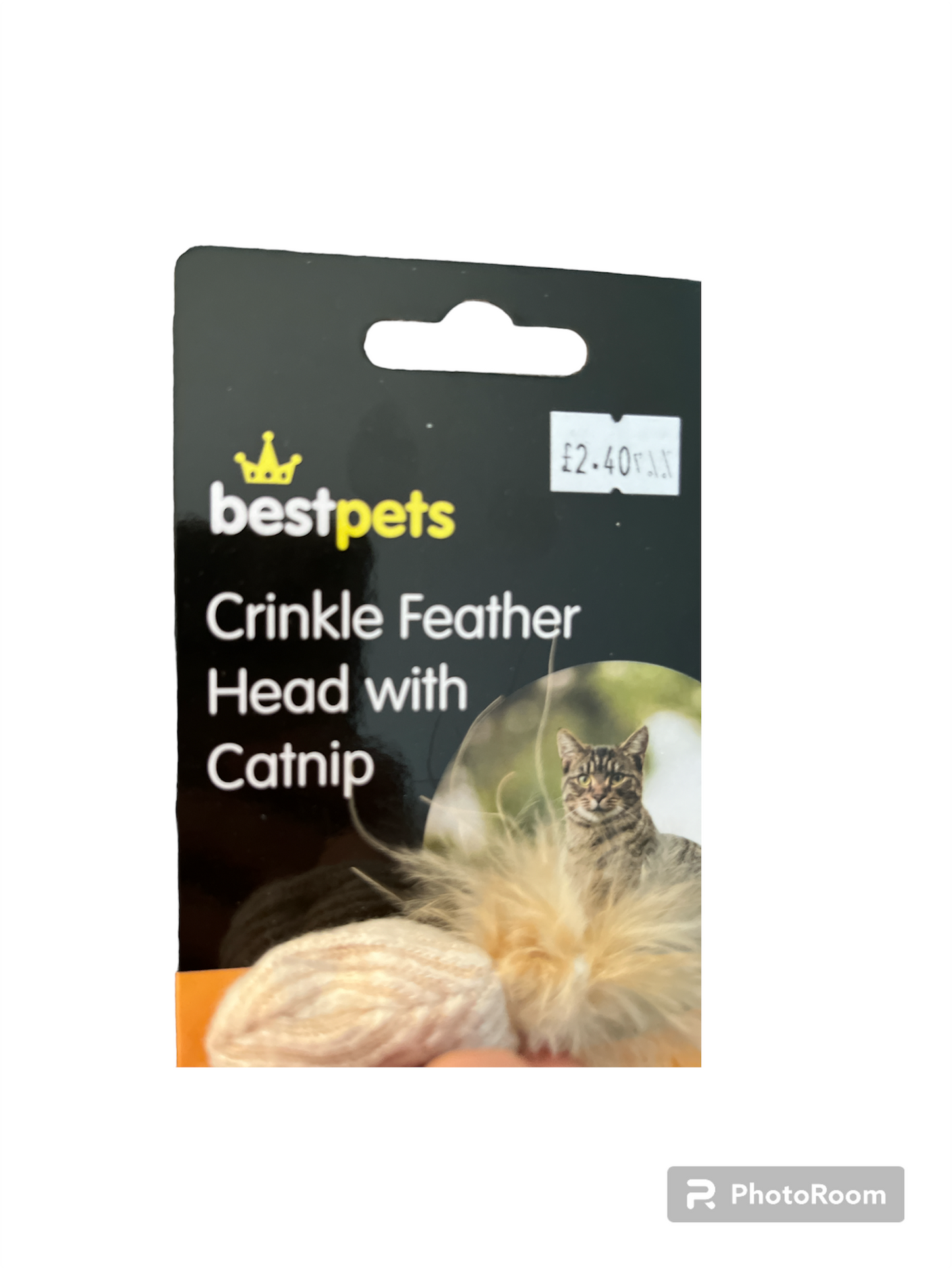 Crinkle feather head with catnip cat toy